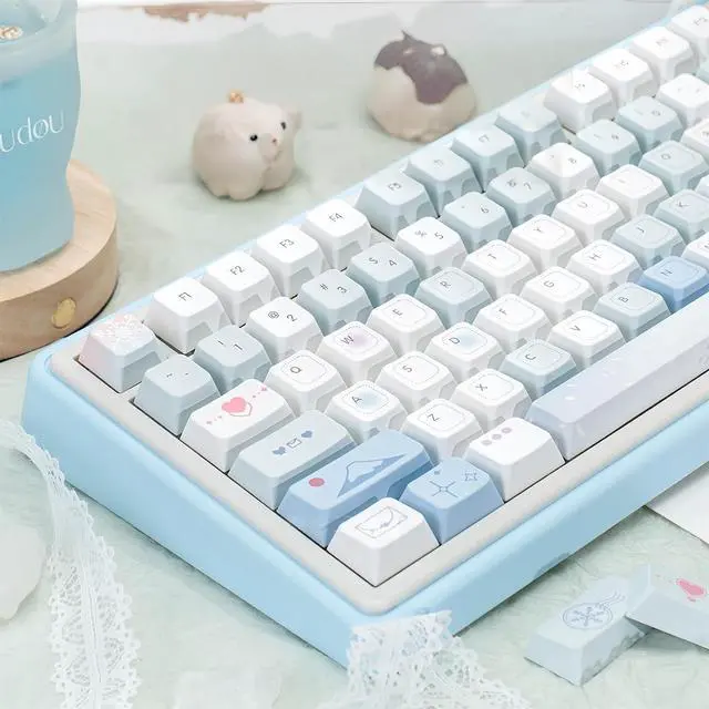 Main image of Cute Keycaps,Creamy Style Blue Keycaps Dye Sublimation Thick PBT Custom Keycap Cherry Profile 118 Keys Full Size Keycap Set for Cherry MX Switch 60% 75% Mechanical Gaming Keyboard (Love Letter)