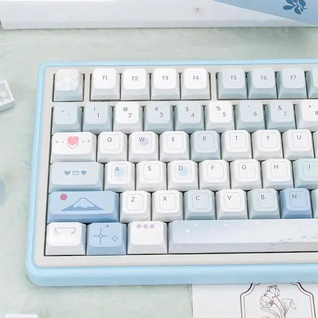 Alt view image 5 of 7 - Cute Keycaps,Creamy Style Blue Keycaps Dye Sublimation Thick PBT Custom Keycap Cherry Profile 118 Keys Full Size Keycap Set for Cherry MX Switch 60% 75% Mechanical Gaming Keyboard (Love Letter)