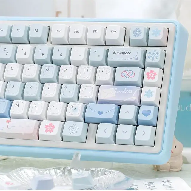 Alt view image 4 of 7 - Cute Keycaps,Creamy Style Blue Keycaps Dye Sublimation Thick PBT Custom Keycap Cherry Profile 118 Keys Full Size Keycap Set for Cherry MX Switch 60% 75% Mechanical Gaming Keyboard (Love Letter)