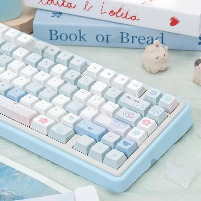 Alt view image 3 of 7 - Cute Keycaps,Creamy Style Blue Keycaps Dye Sublimation Thick PBT Custom Keycap Cherry Profile 118 Keys Full Size Keycap Set for Cherry MX Switch 60% 75% Mechanical Gaming Keyboard (Love Letter)