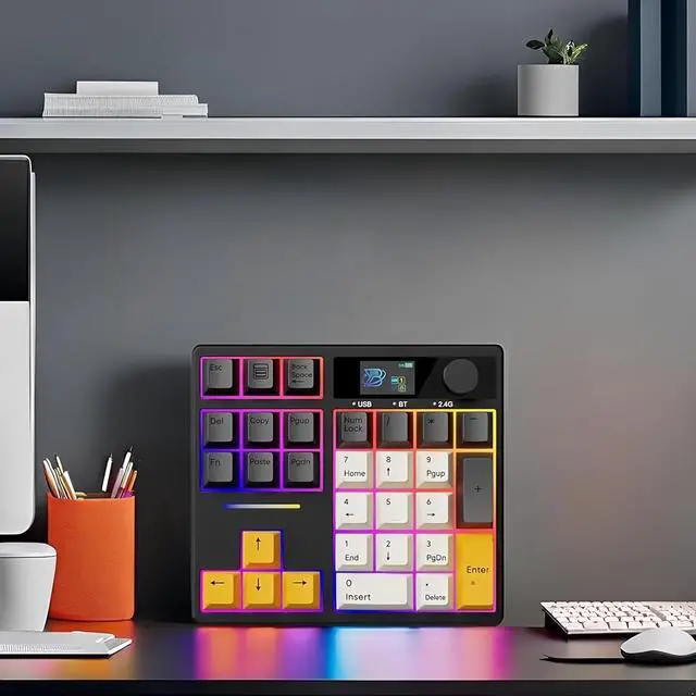 Alt view image 7 of 7 - X BOYI TD31Pro Mechanical Numpad,Hot Swap Number Pad Keyboard with Screen&Knob Wireless BT5.0/2.4G/USB-C Wired Numeric Keypad Gasket RGB Gaming Numpad Mini Keyboard for PC/Laptop (Black)