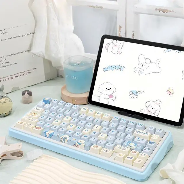Alt view image 2 of 7 - Cute Dog Keycaps,Creamy Style Blue Keycaps Dye Sublimation Thick PBT Custom Keycap Cherry Profile 134 Keys Full Size Keycap Set for Cherry MX Switch 60% 75% Mechanical Gaming Keyboard (Puppy)