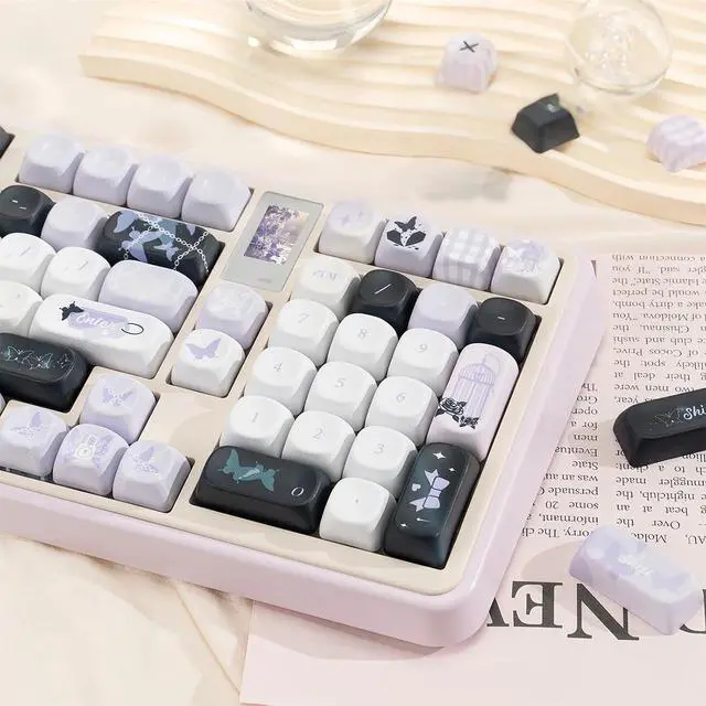 Main image of Purple Butterfly Keycaps,MOA Profile Cute Custom Keycaps Dye Sublimation PBT Keycap 134 Keys Full Size Keycap Set for Cherry MX Switches 60% 75% 100% Mechanical Gaming Keyboard DIY