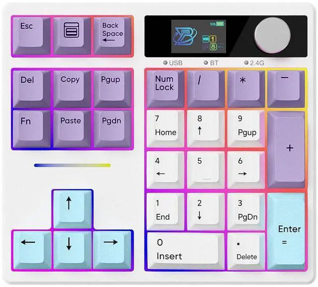 Main image of X BOYI TD31Pro Number Pad Keyboard,Hot Swap Mechanical Numeric Keypad with Knob& Screen Wireless BT5.0/2.4G/Type-C Wired Numpad with RGB Gasket Structure Programmable for Win/Mac/Gaming (Purple)