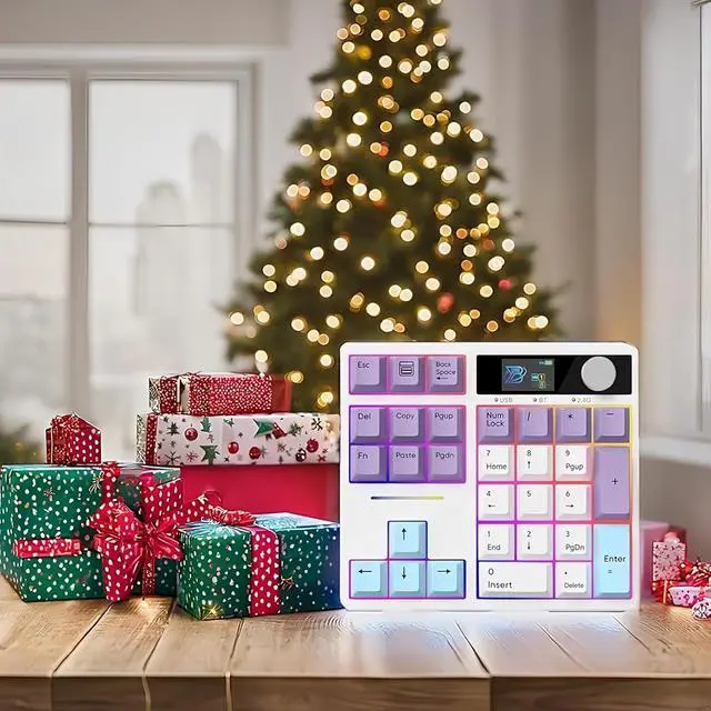 Alt view image 2 of 7 - X BOYI TD31Pro Number Pad Keyboard,Hot Swap Mechanical Numeric Keypad with Knob& Screen Wireless BT5.0/2.4G/Type-C Wired Numpad with RGB Gasket Structure Programmable for Win/Mac/Gaming (Purple)