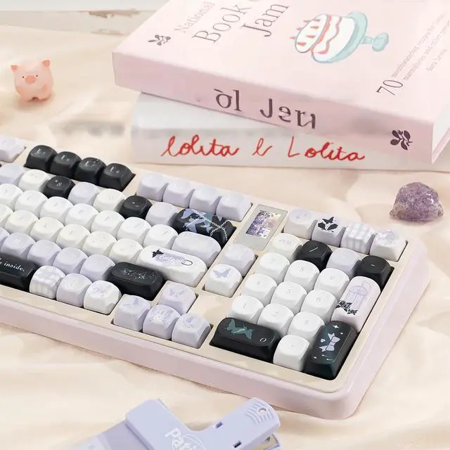 Alt view image 3 of 7 - Purple Butterfly Keycaps,MOA Profile Cute Custom Keycaps Dye Sublimation PBT Keycap 134 Keys Full Size Keycap Set for Cherry MX Switches 60% 75% 100% Mechanical Gaming Keyboard DIY