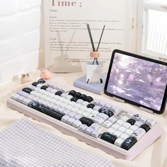 Alt view image 4 of 7 - Purple Butterfly Keycaps,MOA Profile Cute Custom Keycaps Dye Sublimation PBT Keycap 134 Keys Full Size Keycap Set for Cherry MX Switches 60% 75% 100% Mechanical Gaming Keyboard DIY