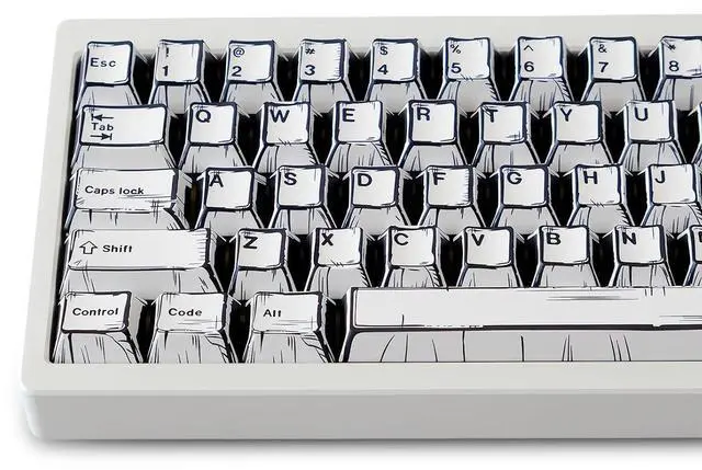 Main image of Custom Anime Keycaps,Japanese Manga Theme Retro Keycaps Dye Sub PBT Keycap Cherry Profile 151 Keys Set for Cherry MX Switch 60% 65% TKL Full Size Mechanical Gaming Keyboard DIY (Black-White)