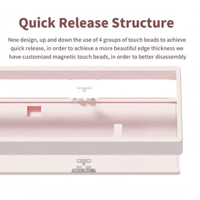 Alt view image 3 of 7 - LUCKY65 V2 Aluminum CNC Quick Release Keyboard,QMK/VIA 65% Tri-Mode USB-C Wired/BT5.0/2.4GHz Wireless Mechanical Keyboard Custom Hot Swappable Gasket RGB Gaming Keyboards for PC/Mac (Pink)