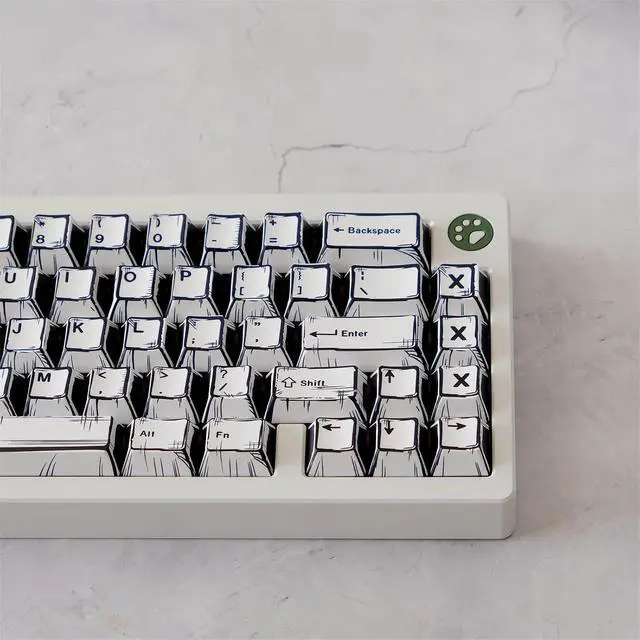 Alt view image 3 of 7 - Custom Anime Keycaps,Japanese Manga Theme Retro Keycaps Dye Sub PBT Keycap Cherry Profile 151 Keys Set for Cherry MX Switch 60% 65% TKL Full Size Mechanical Gaming Keyboard DIY (Black-White)