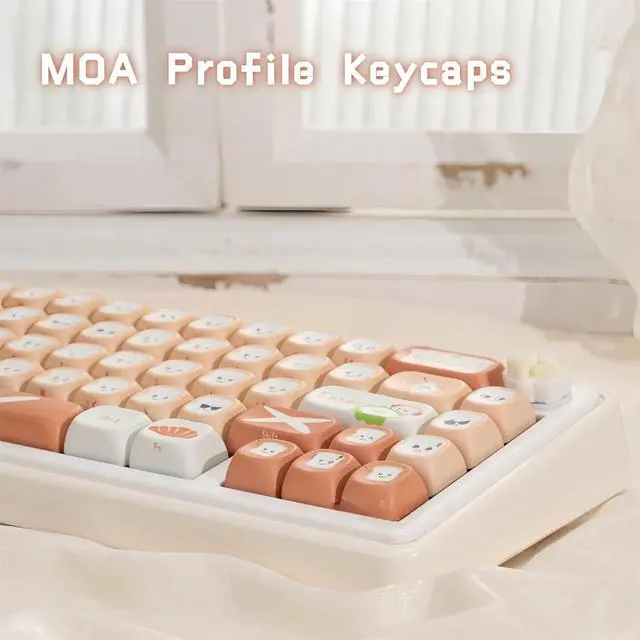 Alt view image 4 of 7 - MOA Profile Cute Keycaps,PBT Dye-Sub Side Printed Keycaps Custom Keycap Set 134 Keys Full Size Keycap for Cherry MX Switches Mechanical Keyboard DIY Kawaii Key Caps (Toast-Bread)