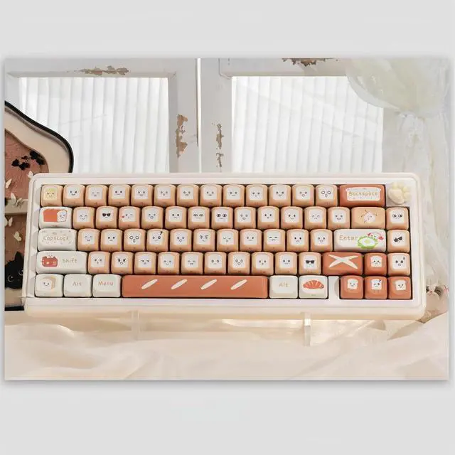 Alt view image 7 of 7 - MOA Profile Cute Keycaps,PBT Dye-Sub Side Printed Keycaps Custom Keycap Set 134 Keys Full Size Keycap for Cherry MX Switches Mechanical Keyboard DIY Kawaii Key Caps (Toast-Bread)
