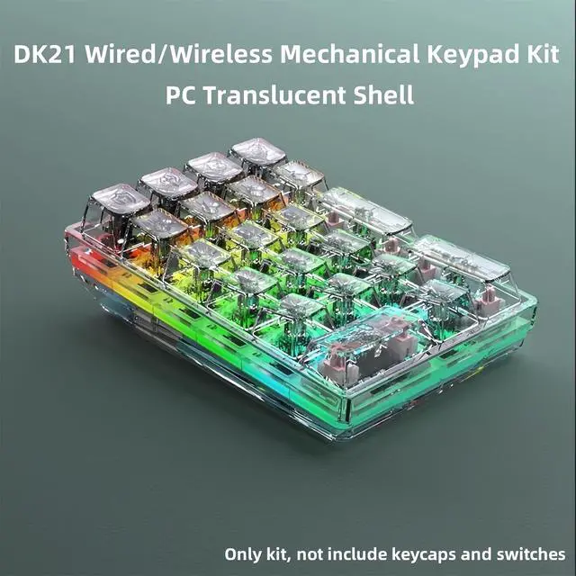 Alt view image 6 of 7 - DK21 Mechanical Numpad Kit,Hot Swappable Gasket Mounted Triple Mode BT5.0/2.4Ghz/USB-C Wireless Numeric Keypad with RGB Backlit PC Transparent Case Macro Number Pad for Laptop/PC/Gaming