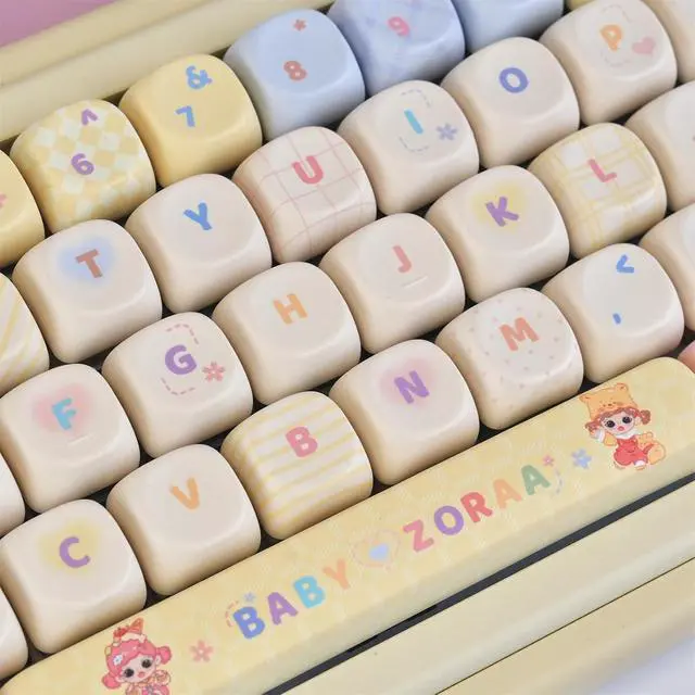 Alt view image 3 of 7 - Cute Keycaps Set,MOA Profile Kawaii Cartoon Custom Keycaps Dye Sublimation Thick PBT Keycap 127 Keys Full Set for Cherry MX Switch 60% 75% 100% Mechanical Gaming Keyboard Creamy Keycap