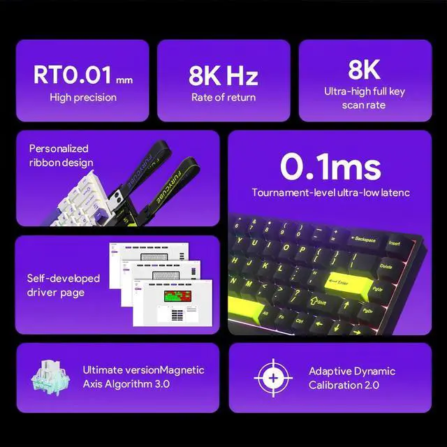 Alt view image 2 of 7 - M68 HE Rapid Trigger RGB Gaming Keyboard,65% Hall Effect Magnetic Switch with Adjustable Actuation 8000 Hz Polling Rate Hot Swap Wired Mechanical Keyboard for PC/Mac Gamer (Black)