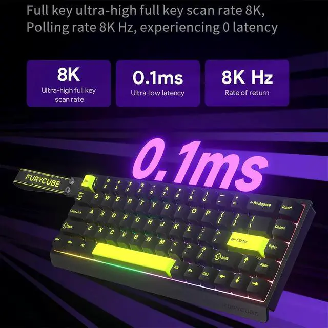 Alt view image 3 of 7 - M68 HE Rapid Trigger RGB Gaming Keyboard,65% Hall Effect Magnetic Switch with Adjustable Actuation 8000 Hz Polling Rate Hot Swap Wired Mechanical Keyboard for PC/Mac Gamer (Black)