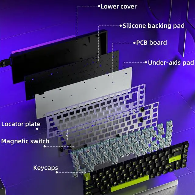 Alt view image 7 of 7 - M68 HE Rapid Trigger RGB Gaming Keyboard,65% Hall Effect Magnetic Switch with Adjustable Actuation 8000 Hz Polling Rate Hot Swap Wired Mechanical Keyboard for PC/Mac Gamer (White)