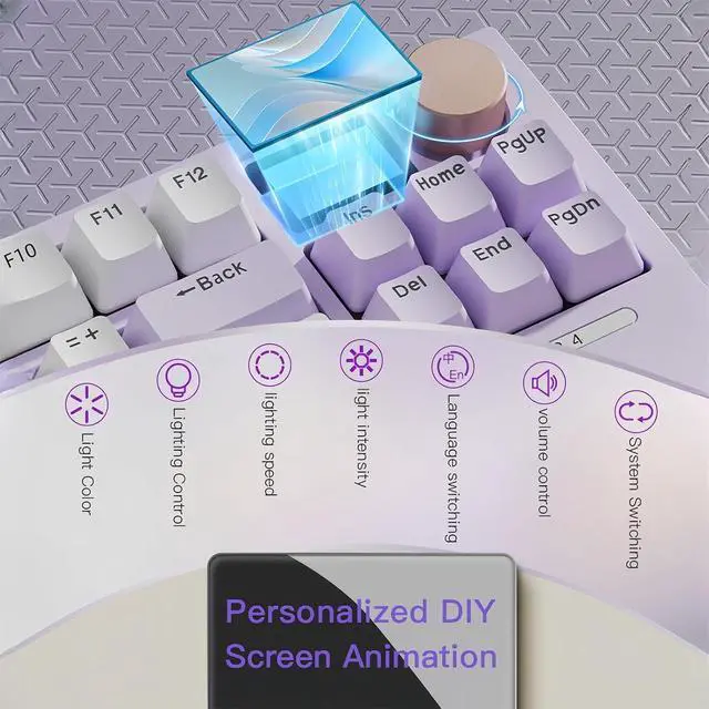 Alt view image 2 of 7 - LT84 Wireless Mechanical Keyboard Screen&Knob,75% Hot Swappable Gasket Mount Custom RGB Gaming Keyboard,Tri-Mode BT5.0/2.4G/Type-C Wired NKRO Creamy Keyboard for Office/Gamer (Purple)