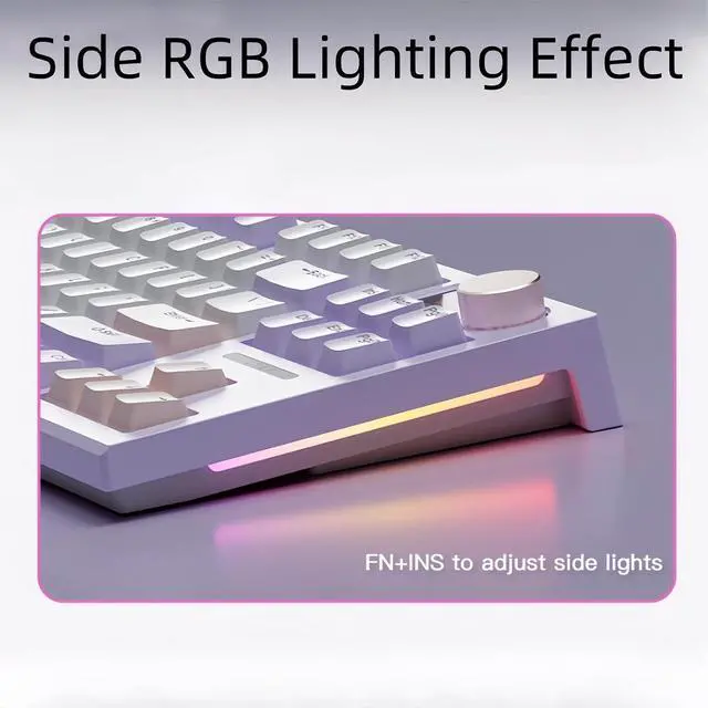 Alt view image 7 of 7 - LT84 Wireless Mechanical Keyboard Screen&Knob,75% Hot Swappable Gasket Mount Custom RGB Gaming Keyboard,Tri-Mode BT5.0/2.4G/Type-C Wired NKRO Creamy Keyboard for Office/Gamer (Purple)