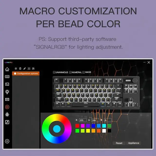 Alt view image 4 of 7 - LT84 Wireless Mechanical Keyboard,75% Hot Swap Custom LED Backlit Gaming Keyboard with Smart-Screen&Knob,Tri-Mode BT5.0/2.4G/Type-C Wired Creamy Keyboard Gasket Mount NKRO TKL Keyboard (Blue)