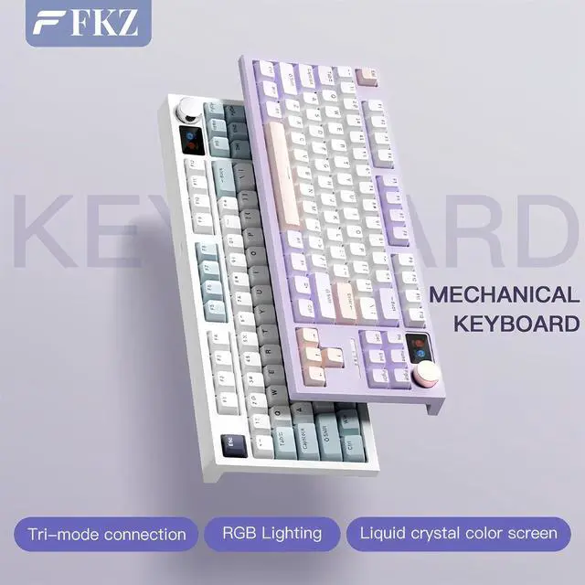 Alt view image 3 of 7 - LT84 Wireless Mechanical Keyboard,75% Hot Swap Custom LED Backlit Gaming Keyboard with Smart-Screen&Knob,Tri-Mode BT5.0/2.4G/Type-C Wired Creamy Keyboard Gasket Mount NKRO TKL Keyboard (Blue)