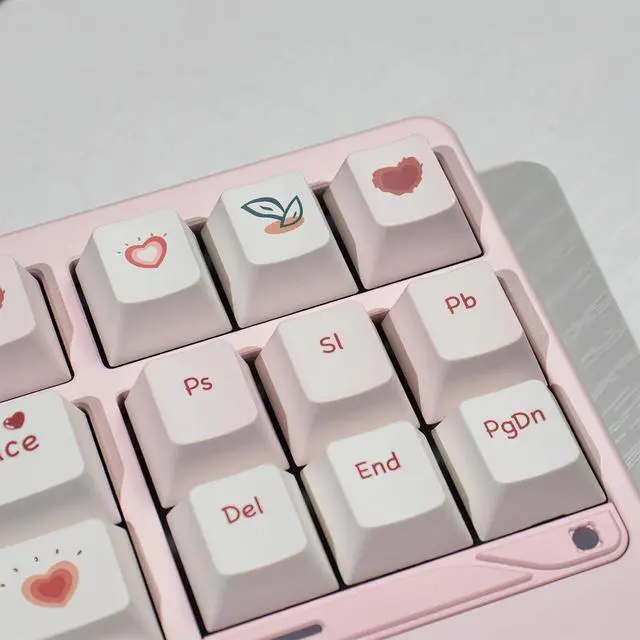 Alt view image 3 of 7 - Pink and White Cute Keycaps,Peach Blossom Creamy Keycaps Dye Sublimation PBT Keycap 129 Keys Custom Keycaps Set for Cherry MX Switch 60% 75% 100% Mechanical Gaming Keyboard (Cherry Profile)