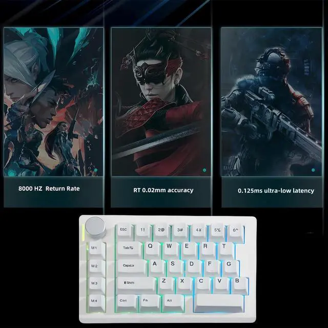 Alt view image 4 of 7 - HE33 Rapid Trigger Gaming Keyboard,Hall Effect Magnetic Switch One Handed Hot Swap RGB Wired Mechanical Keyboard with Knob,Adjustable Actuation, 8K Hz Polling Rate Macro Keypad for E-Sports Game