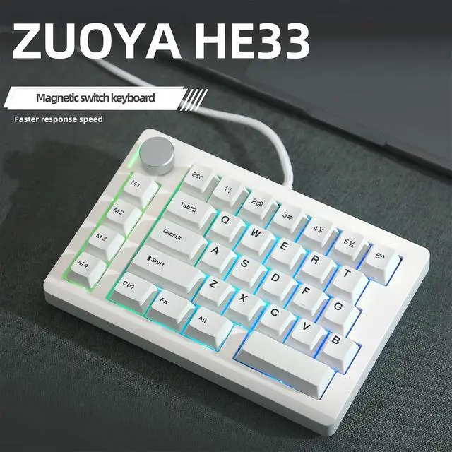 Alt view image 5 of 7 - HE33 Rapid Trigger Gaming Keyboard,Hall Effect Magnetic Switch One Handed Hot Swap RGB Wired Mechanical Keyboard with Knob,Adjustable Actuation, 8K Hz Polling Rate Macro Keypad for E-Sports Game