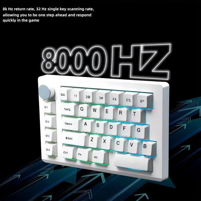 Alt view image 3 of 7 - HE33 Rapid Trigger Gaming Keyboard,Hall Effect Magnetic Switch One Handed Hot Swap RGB Wired Mechanical Keyboard with Knob,Adjustable Actuation, 8K Hz Polling Rate Macro Keypad for E-Sports Game