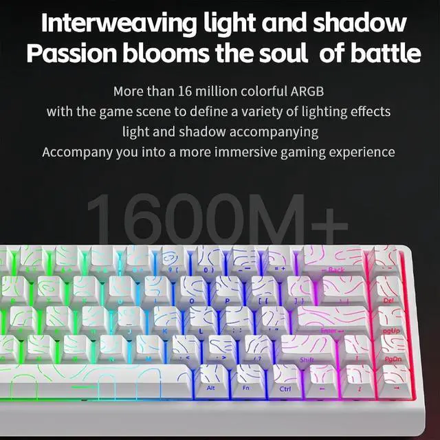 Alt view image 4 of 7 - MC68 Rapid Trigger Gaming Keyboard,65% Adjustable Actuation Hall Effect Magnetic Switch Wired RGB Hot Swap Keyboard Side Printed Keycaps 8K Hz Polling Rate for PC Gamer (White-Topograph)
