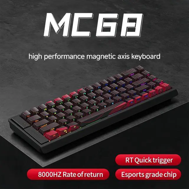 Alt view image 2 of 7 - MC68 Rapid Trigger Gaming Keyboard,65% Adjustable Actuation Hall Effect Magnetic Switch Wired RGB Hot Swap Keyboard Side Printed Keycaps 8K Hz Polling Rate for PC/Mac Gamer (Red-Topographic)