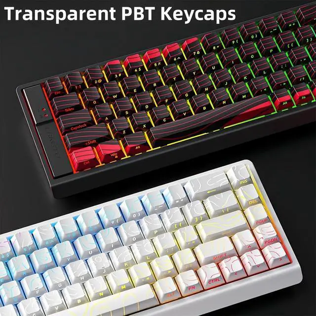 Alt view image 4 of 7 - MC68 Rapid Trigger Gaming Keyboard,65% Adjustable Actuation Hall Effect Magnetic Switch Wired RGB Hot Swap Keyboard Side Printed Keycaps 8K Hz Polling Rate for PC/Mac Gamer (Red-Topographic)