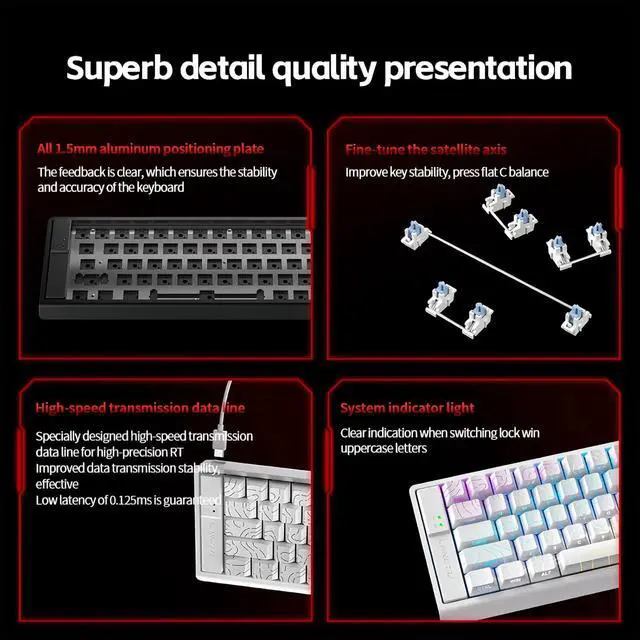 Alt view image 6 of 7 - MC68 Rapid Trigger Gaming Keyboard,65% Adjustable Actuation Hall Effect Magnetic Switch Wired RGB Hot Swap Keyboard Side Printed Keycaps 8K Hz Polling Rate for PC/Mac Gamer (Red-Topographic)