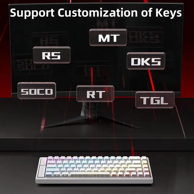 Alt view image 6 of 7 - MC68 Rapid Trigger Gaming Keyboard,65% Adjustable Actuation Hall Effect Magnetic Switch Wired RGB Hot Swap Mechanical Keyboard Side Printed Keycaps 8K Hz Polling Rate for PC/Mac Gamer (Black)