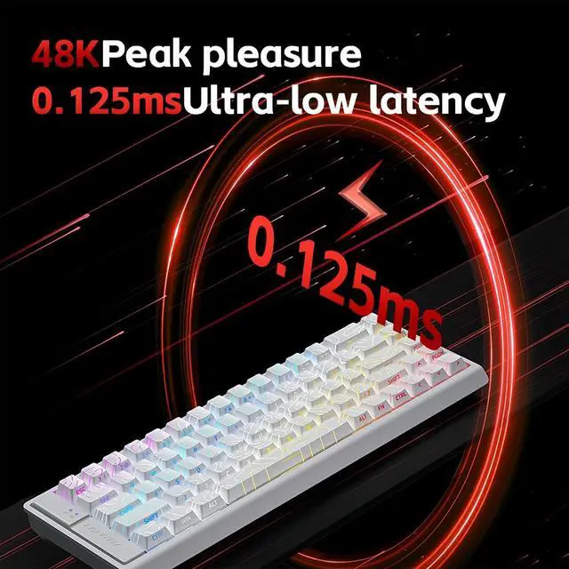 Alt view image 2 of 7 - MC68 Rapid Trigger Gaming Keyboard,65% Adjustable Actuation Hall Effect Magnetic Switch Wired RGB Hot Swap Keyboard Side Printed Keycaps 8K Hz Polling Rate for PC Gamer (White-Topograph)