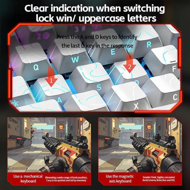Alt view image 5 of 7 - MC68 Rapid Trigger Gaming Keyboard,65% Adjustable Actuation Hall Effect Magnetic Switch Wired RGB Hot Swap Mechanical Keyboard Side Printed Keycaps 8K Hz Polling Rate for PC/Mac Gamer (Black)
