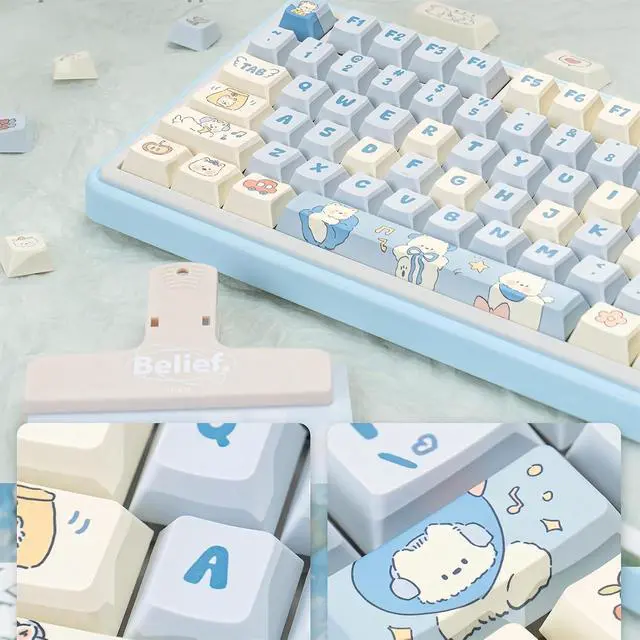 Alt view image 5 of 7 - Cute Dog Keycaps,Creamy Style Blue Keycaps Dye Sublimation Thick PBT Custom Keycap Cherry Profile 134 Keys Full Size Keycap Set for Cherry MX Switch 60% 75% Mechanical Gaming Keyboard (Puppy)