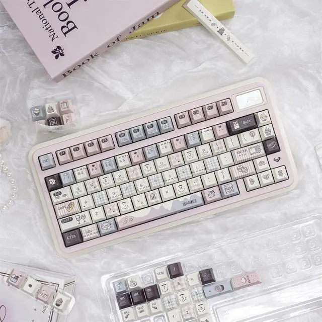 Alt view image 3 of 7 - Cute Keycaps Set,Creamy Style Custom Keyboard Keycaps Dye Sublimation PBT Keycap Cherry Profile 128 Keys Full Set for Cherry MX Switch 60% 75% 100% Mechanical Gaming Keyboard (Pink-Baking)