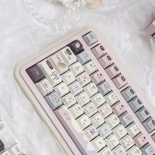 Alt view image 4 of 7 - Cute Keycaps Set,Creamy Style Custom Keyboard Keycaps Dye Sublimation PBT Keycap Cherry Profile 128 Keys Full Set for Cherry MX Switch 60% 75% 100% Mechanical Gaming Keyboard (Pink-Baking)