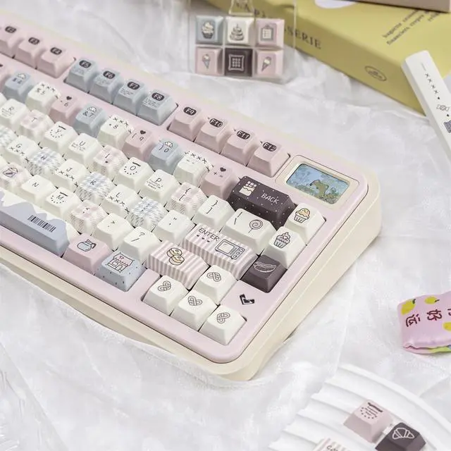 Alt view image 5 of 7 - Cute Keycaps Set,Creamy Style Custom Keyboard Keycaps Dye Sublimation PBT Keycap Cherry Profile 128 Keys Full Set for Cherry MX Switch 60% 75% 100% Mechanical Gaming Keyboard (Pink-Baking)