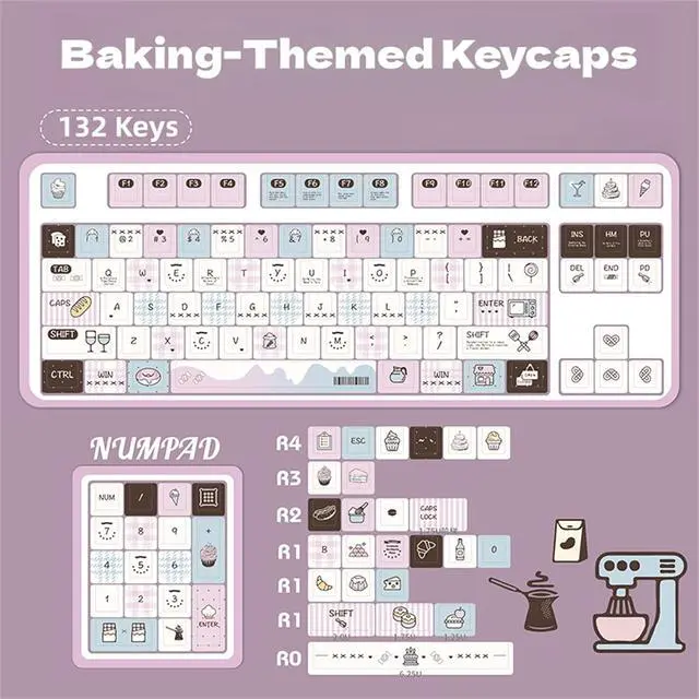 Alt view image 6 of 7 - Cute Keycaps Set,Creamy Style Custom Keyboard Keycaps Dye Sublimation PBT Keycap Cherry Profile 128 Keys Full Set for Cherry MX Switch 60% 75% 100% Mechanical Gaming Keyboard (Pink-Baking)