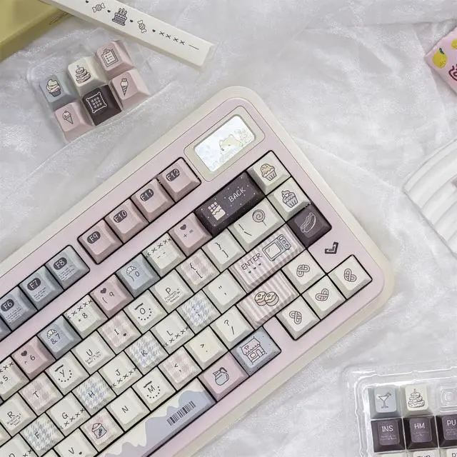 Alt view image 7 of 7 - Cute Keycaps Set,Creamy Style Custom Keyboard Keycaps Dye Sublimation PBT Keycap Cherry Profile 128 Keys Full Set for Cherry MX Switch 60% 75% 100% Mechanical Gaming Keyboard (Pink-Baking)