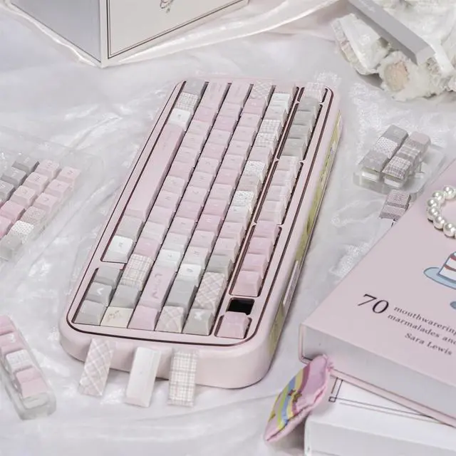 Alt view image 6 of 7 - Cute Keycaps Set,Creamy Style Custom Keyboard Keycaps Dye Sublimation PBT Keycap Cherry Profile 128 Keys Full Set for Cherry MX Switch 60% 75% 100% Mechanical Gaming Keyboard (Girl-Utopia)