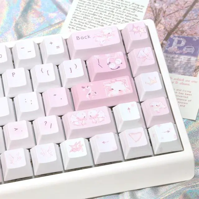 Alt view image 3 of 7 - Lemon Summer Cherry Profile Keycaps 130 Keys PBT Dye-Sub Custom Keycap Cute Pastel Aesthetic Keycaps for 61/68/75/84/87/96/100/104 MX Switches Mechanical Keyboards Desk Decor (Pink-Lamb)