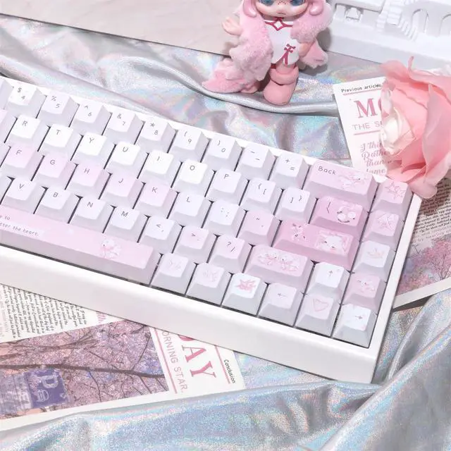 Alt view image 4 of 7 - Lemon Summer Cherry Profile Keycaps 130 Keys PBT Dye-Sub Custom Keycap Cute Pastel Aesthetic Keycaps for 61/68/75/84/87/96/100/104 MX Switches Mechanical Keyboards Desk Decor (Pink-Lamb)
