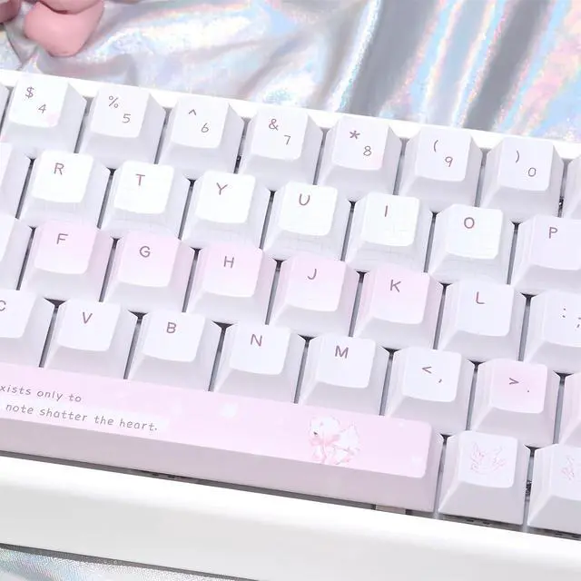 Alt view image 7 of 7 - Lemon Summer Cherry Profile Keycaps 130 Keys PBT Dye-Sub Custom Keycap Cute Pastel Aesthetic Keycaps for 61/68/75/84/87/96/100/104 MX Switches Mechanical Keyboards Desk Decor (Pink-Lamb)