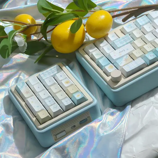 Alt view image 5 of 7 - Lemon Summer Cherry Profile Keycaps 130 Keys PBT Dye-Sub Custom Keycap Cute Pastel Aesthetic Keycaps for 61/68/75/84/87/96/100/104 MX Switches Mechanical Keyboards Desk Decor (Blue-Yellow)