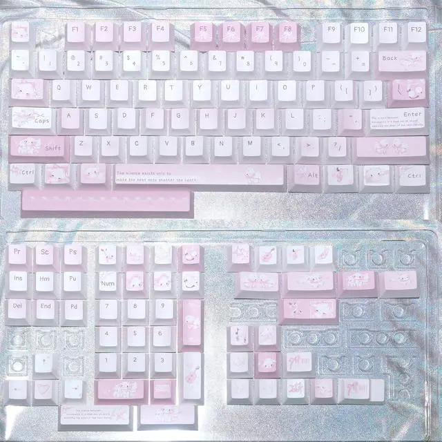 Alt view image 6 of 7 - Lemon Summer Cherry Profile Keycaps 130 Keys PBT Dye-Sub Custom Keycap Cute Pastel Aesthetic Keycaps for 61/68/75/84/87/96/100/104 MX Switches Mechanical Keyboards Desk Decor (Pink-Lamb)