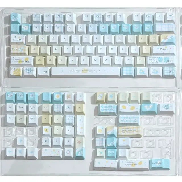 Alt view image 7 of 7 - Lemon Summer Cherry Profile Keycaps 130 Keys PBT Dye-Sub Custom Keycap Cute Pastel Aesthetic Keycaps for 61/68/75/84/87/96/100/104 MX Switches Mechanical Keyboards Desk Decor (Blue-Yellow)