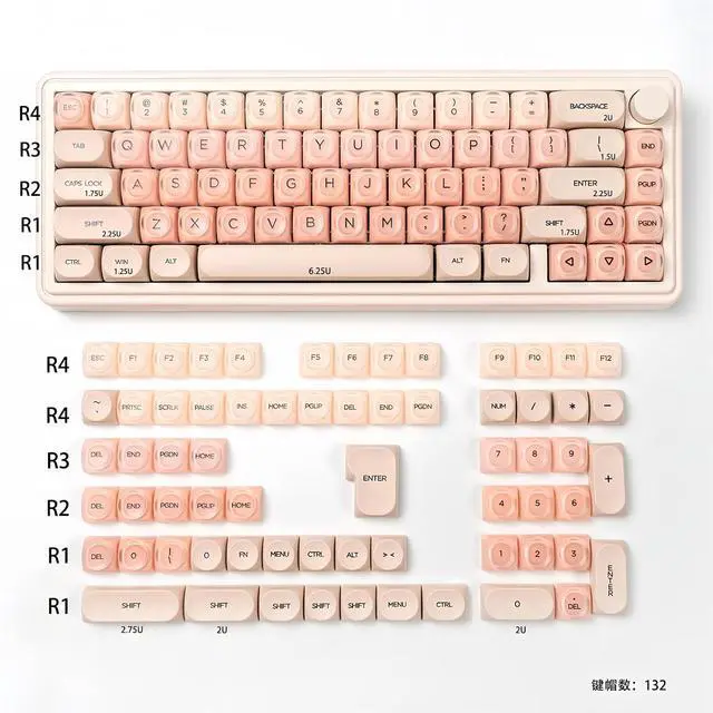 Alt view image 7 of 7 - Crystal Jelly Keycaps,Pink Foundation Shine Through Custom Keycaps Set 132 Keys Cute Translucent Keyboard Key Caps for 61/68/84/87/98/100 Cherry MX Mechanical Keyboard Creamy Keycap